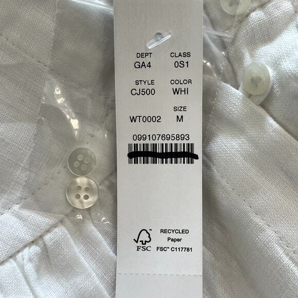 J.Crew Gathered Popover Dress Mini Linen Long Sleeve Beach Holiday CJ500 White M - Picture 15 of 16